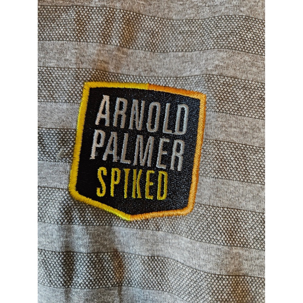 Arnold Palmer Spiked Mens Grey Striped Golf Polo Shirt Medium Short Sleeve Logo - Picture 2 of 8